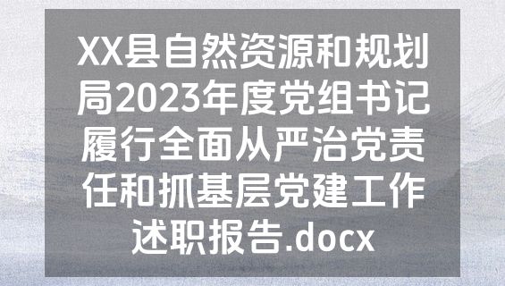 XX县自然资源和规划局2023年度党组书记履行全面从严治党责任和抓基层党建工作述职报告.docx