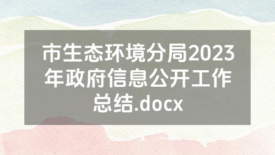 市生态环境分局2023年政府信息公开工作总结.docx