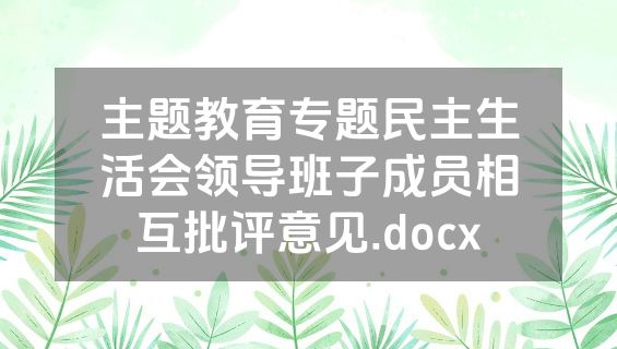主题教育专题民主生活会领导班子成员相互批评意见.docx