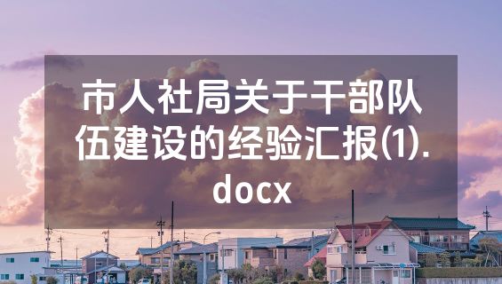 市人社局关于干部队伍建设的经验汇报(1).docx