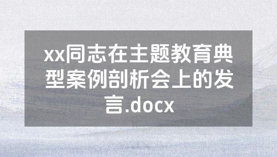 xx同志在主题教育典型案例剖析会上的发言.docx