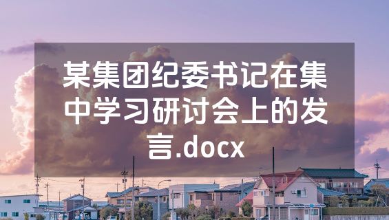 某集团纪委书记在集中学习研讨会上的发言.docx