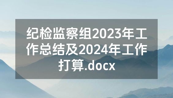 纪检监察组2023年工作总结及2024年工作打算.docx
