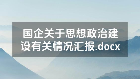 国企关于思想政治建设有关情况汇报.docx