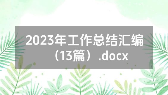 2023年工作总结汇编（13篇）.docx