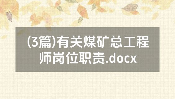 (3篇)有关煤矿总工程师岗位职责.docx