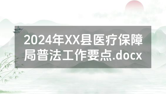 2024年XX县医疗保障局普法工作要点.docx