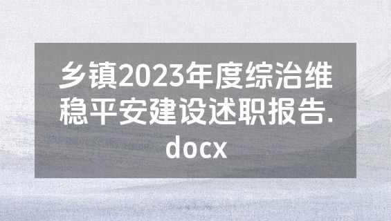 乡镇2023年度综治维稳平安建设述职报告.docx
