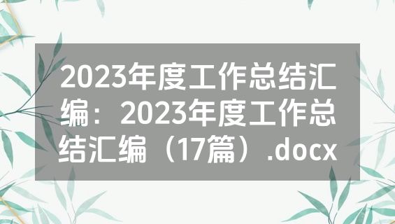 2023年度工作总结汇编：2023年度工作总结汇编（17篇）.docx