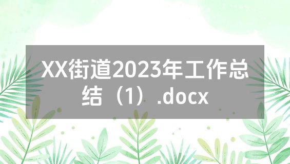 XX街道2023年工作总结（1）.docx