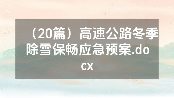 （20篇）高速公路冬季除雪保畅应急预案.docx