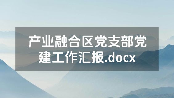产业融合区党支部党建工作汇报.docx