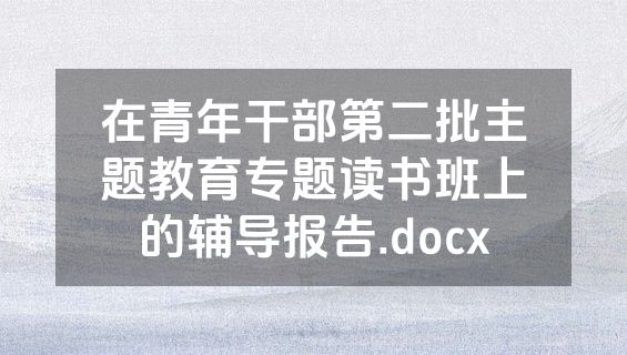 在青年干部第二批主题教育专题读书班上的辅导报告.docx