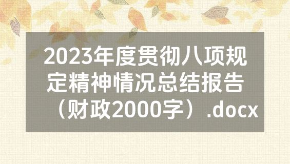 2023年度贯彻八项规定精神情况总结报告（财政2000字）.docx