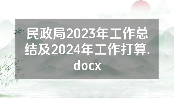 民政局2023年工作总结及2024年工作打算.docx
