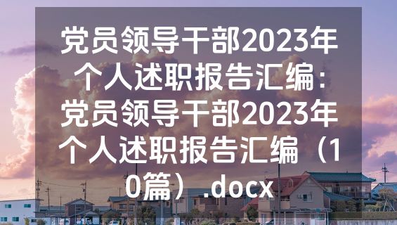 党员领导干部2023年个人述职报告汇编：党员领导干部2023年个人述职报告汇编（10篇）.docx