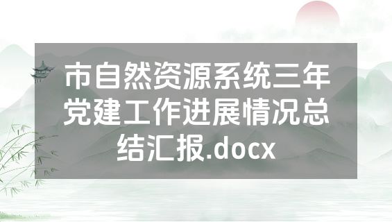 市自然资源系统三年党建工作进展情况总结汇报.docx