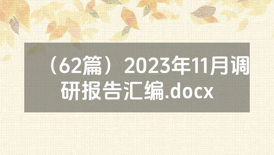 （62篇）2023年11月调研报告汇编.docx