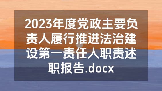2023年度党政主要负责人履行推进法治建设第一责任人职责述职报告.docx