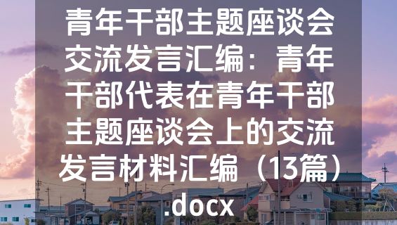 青年干部主题座谈会交流发言汇编：青年干部代表在青年干部主题座谈会上的交流发言材料汇编（13篇）.docx