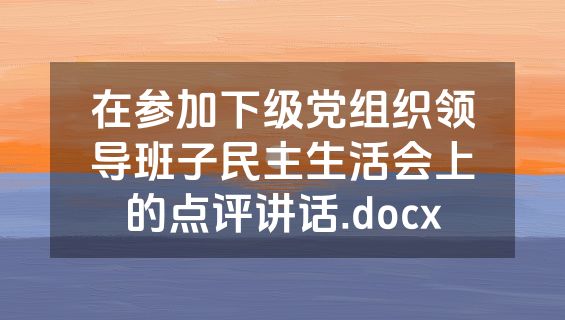 在参加下级党组织领导班子民主生活会上的点评讲话.docx