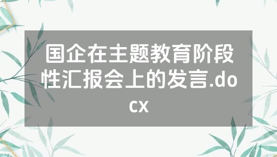 国企在主题教育阶段性汇报会上的发言.docx