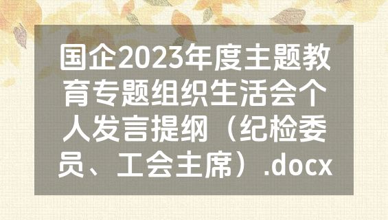 国企2023年度主题教育专题组织生活会个人发言提纲（纪检委员、工会主席）.docx