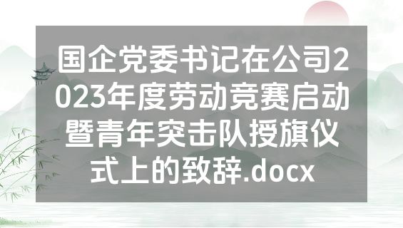 国企党委书记在公司2023年度劳动竞赛启动暨青年突击队授旗仪式上的致辞.docx