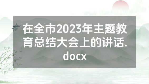 在全市2023年主题教育总结大会上的讲话.docx