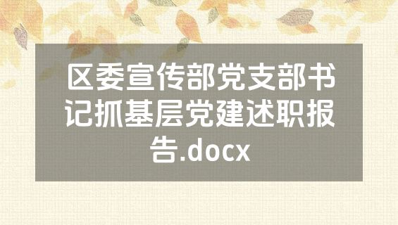 区委宣传部党支部书记抓基层党建述职报告.docx