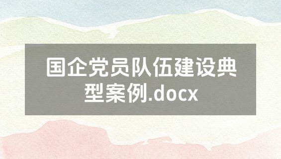 国企党员队伍建设典型案例.docx