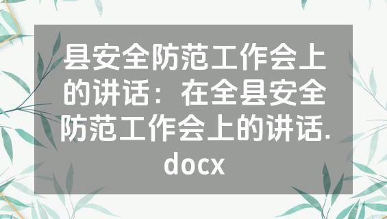 县安全防范工作会上的讲话：在全县安全防范工作会上的讲话.docx