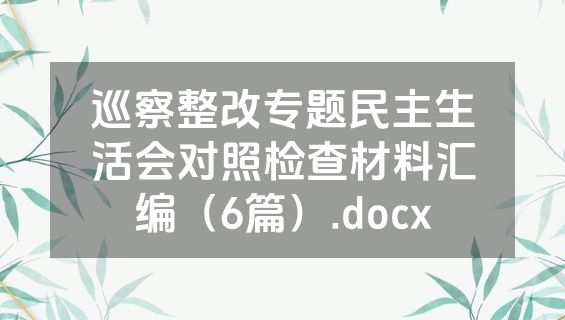 巡察整改专题民主生活会对照检查材料汇编（6篇）.docx