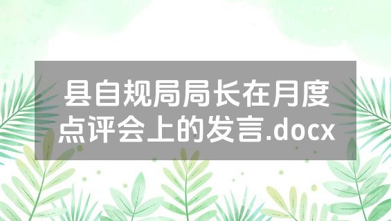 县自规局局长在月度点评会上的发言.docx