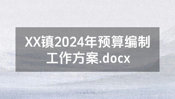 XX镇2024年预算编制工作方案.docx