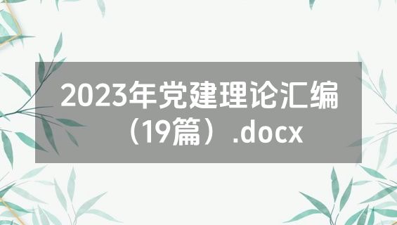 2023年党建理论汇编（19篇）.docx