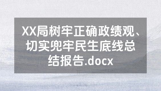 XX局树牢正确政绩观、切实兜牢民生底线总结报告.docx