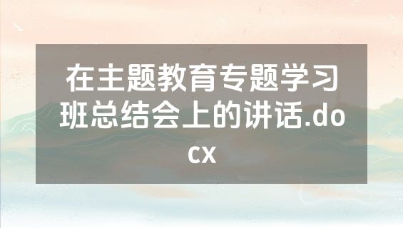 在主题教育专题学习班总结会上的讲话.docx