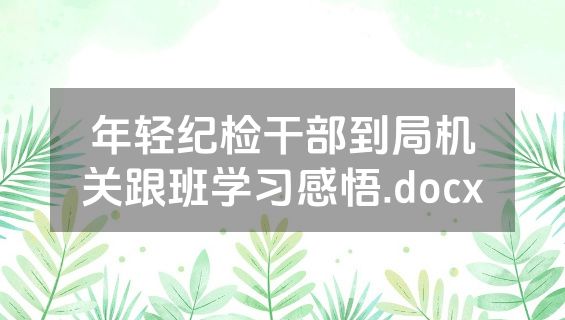 年轻纪检干部到局机关跟班学习感悟.docx