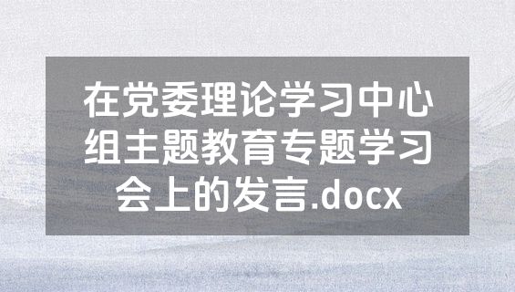 在党委理论学习中心组主题教育专题学习会上的发言.docx