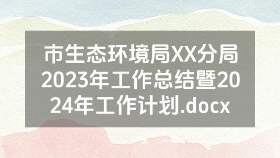市生态环境局XX分局2023年工作总结暨2024年工作计划.docx