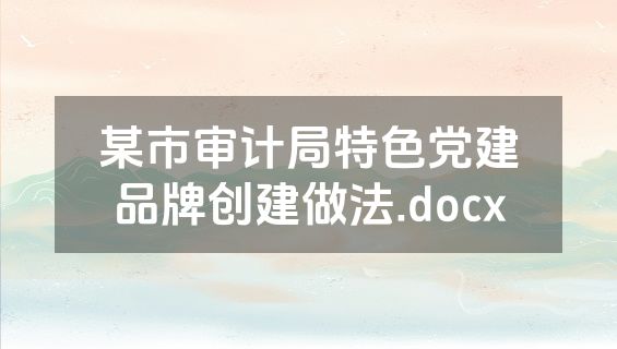 某市审计局特色党建品牌创建做法.docx