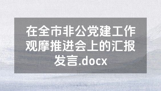 在全市非公党建工作观摩推进会上的汇报发言.docx