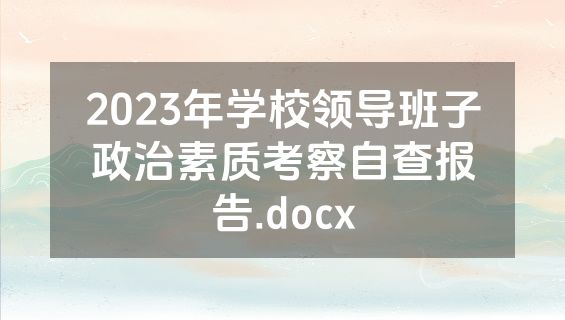 2023年学校领导班子政治素质考察自查报告.docx