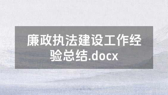 廉政执法建设工作经验总结.docx