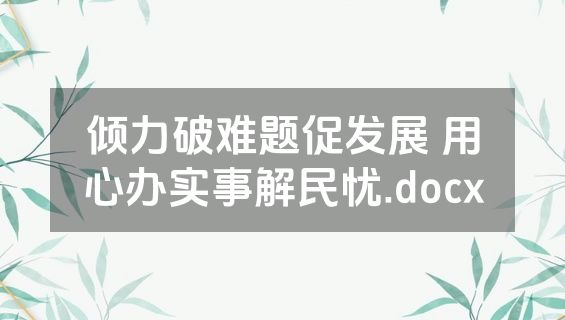 倾力破难题促发展 用心办实事解民忧.docx