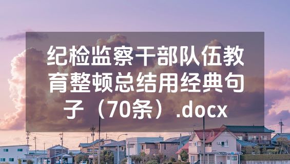 纪检监察干部队伍教育整顿总结用经典句子（70条）.docx