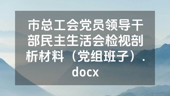 市总工会党员领导干部民主生活会检视剖析材料（党组班子）.docx