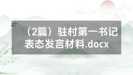 （2篇）驻村第一书记表态发言材料.docx