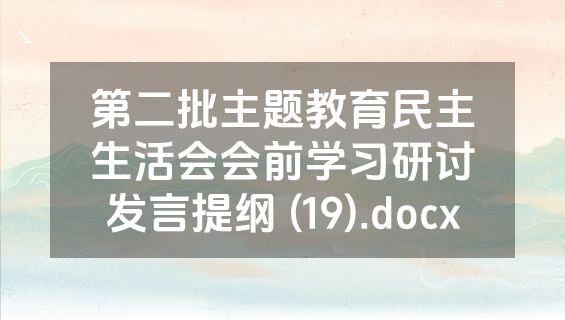 第二批主题教育民主生活会会前学习研讨发言提纲 (19).docx